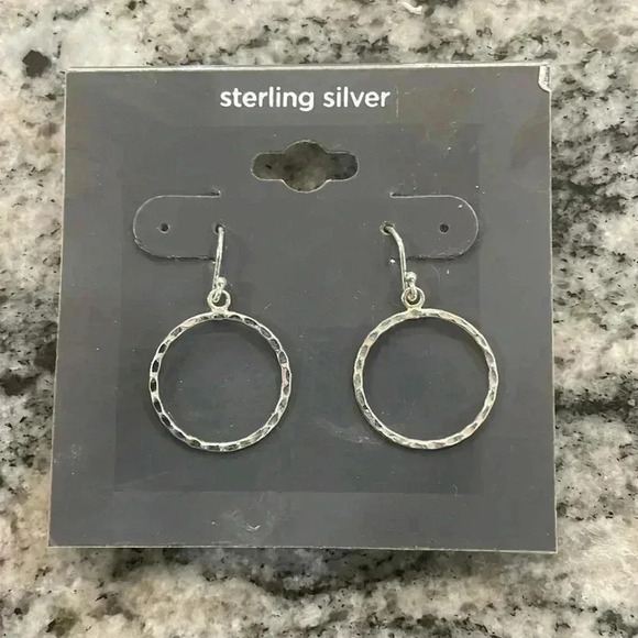 Jewelry - Hammered Open Hoop on Sterling Silver 925 Earrings made in Thailand